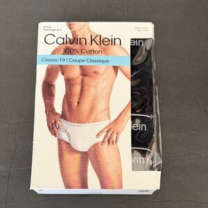 Calvin Klein Men's White and Black Briefs - 4 Pack Large